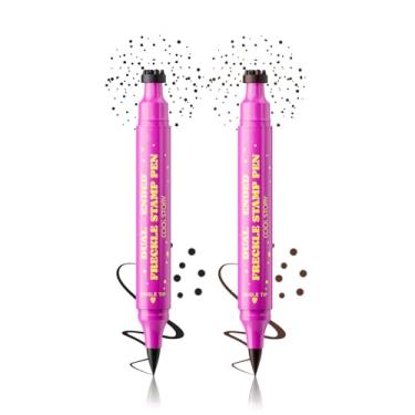 Imagem de WALULAN Caneta de carimbo de sarda de ponta dupla, caneta de carimbo de sarda colorida de henna, resistente ao suor, impermeável, de longa duração, carimbo de sardas, kit de carimbo de sarda fácil