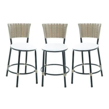 Imagem de BANQUETAS BANCO BAIXO DE COZINHA AMERICANA AREA GOURMET FIBRA SINTETICA CAPUCCINO(BRANCO)