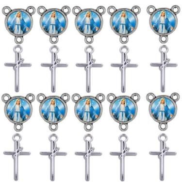 Imagem de Crucifixo + Entremeio Nossa Senhora das Graças 40 Peça terço - Tudo Em