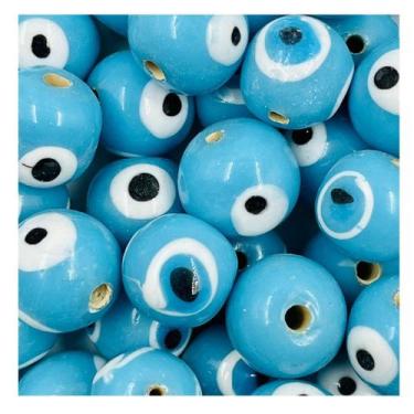 Imagem de Miçanga Olho Grego 18mm 10pçs Azul e Branco Porcelana 70g - Macall