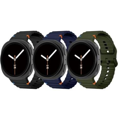Imagem de Pacote com 3 pulseiras esportivas compatíveis com Samsung Galaxy Watch 8 de 40 mm e 44 mm/8 Classic de 46 mm, pulseira de silicone macio sem lacunas à prova d'água para Samsung Galaxy Watch 8 Classic