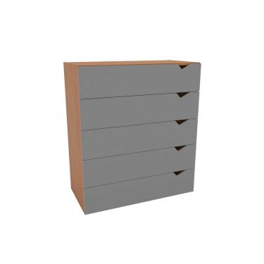 Imagem de Cômoda Juvenil Porto c/ 5 Gavetas Freijo/Cinza - Politorno