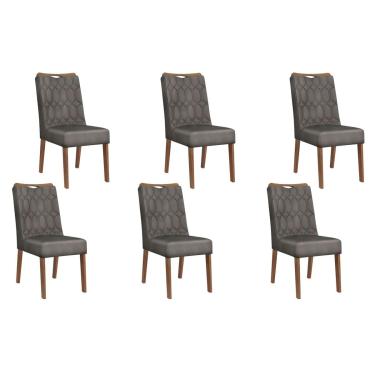 Imagem de Kit 6 Cadeiras Sala Jantar Bia 6 Un Freijó/Suede Lunar - DJ Móveis