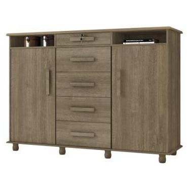Imagem de Cômoda Sapateira 2 Portas 5 Gavetas - Móveis Lanza Lisboa Plus, Noce B