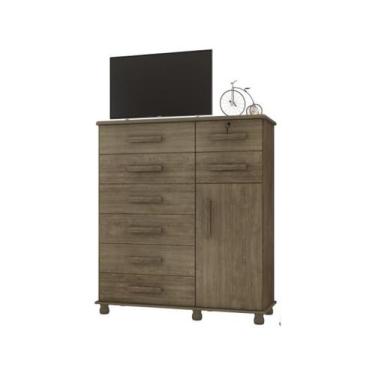 Imagem de Cômoda Sapateira 1 Porta 8 Gavetas Móveis Lanza - Messina, Noce Bronze