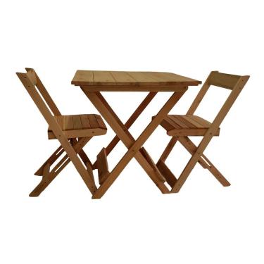 Imagem de Conjunto Mesa 2 Cadeiras Dobráveis Em Madeira Area Gourmet Mel