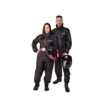 Imagem de Conjunto Capa de Chuva em Pvc Bravo Gola Feminino Preto XGG Pioneira -