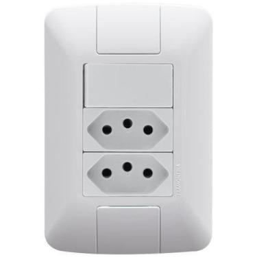 Imagem de Cj interruptor simples + tomada dupla 10a 4x2 - tramontina aria - 5724