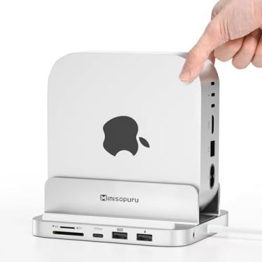 Imagem de Minisopuru Base e suporte MINI218B PRO Mac mini M4 com gabinete SSD M.2 NVMe, 10Gbps USB C/A, TF& SD, 2x USB A 2.0, conector de áudio, 8 em 1 Mac mini Hub para M4/M4 Pro 2024