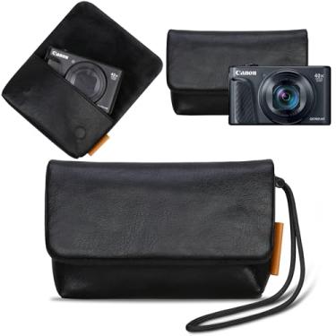 Imagem de Lacdo Bolsa para câmera Canon PowerShot SX740 / SX730 / SX720 / SX620, bolsa protetora de couro macio para viagem, bolsa compacta para câmera Canon SX740 com alça de pulso, Preto