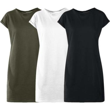 Imagem de Kit com 03 Vestidos Camisetão Feminino Mulheres  Super Estiloso - SLIM