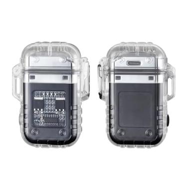 Imagem de COMANYI Isqueiro Elétrico Impermeável Transparente Plasma Arco Isqueiro com Indicação de Bateria LED Tipo C Recarregável Isqueiro Externo À Prova de Vento para Camping, Vela (Preto)