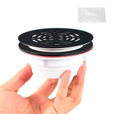Imagem de Dreno de base de chuveiro com tampa de drenagem de 11 cm, adequado para tubo de resíduos de 5 cm, fácil de instalar (redondo, preto fosco)