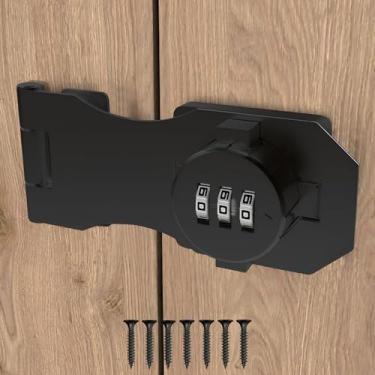 Imagem de Fechadura de armário sem chave, trava de ferrolho com botão de torção com código de 3 dígitos, liga de zinco, reversível esquerda/direita, ferragens DIY incluídas para armários/gavetas/armários