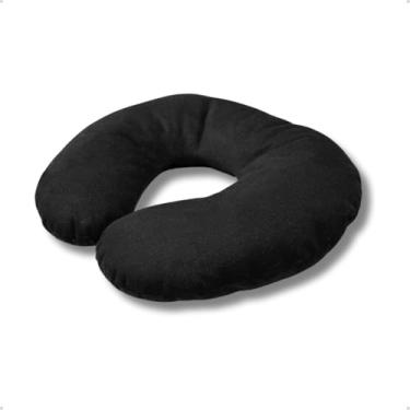 Imagem de Travesseiro de Pescoço para Viagem Preto Suede Encosto Apoio Avião Descanço Formato U Macio Confortável Portátil