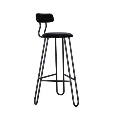 Imagem de Conjunto 2 Banquetas Altas com Encosto Ginger Estrutura Preta - Metali