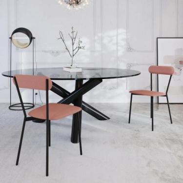 Imagem de Cadeira de Jantar Avulsa Vintage Emília com Estrutura Preta - Metalig