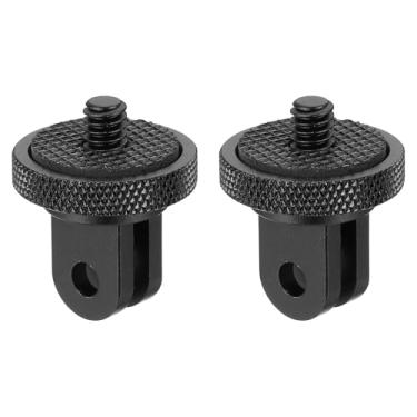 Imagem de PATIKIL Adaptador de alumínio para montagem em tripé de câmera, 2 peças, ajuste de 360°, adaptador de conversão de tripé de parafuso de 1/10.2 cm para câmera de ação, preto