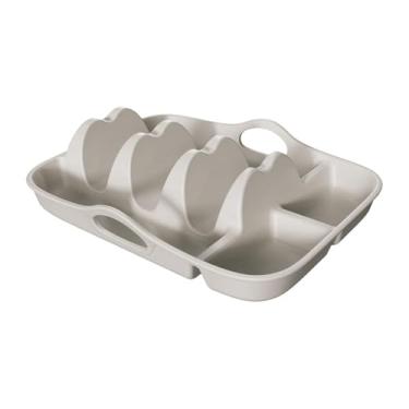 Imagem de FytStycale Suporte de silicone para tacos, prato para tacos com alças, lavável na máquina de lavar louças, reutilizável, prato para buffet, festa, cozinha, Cáqui