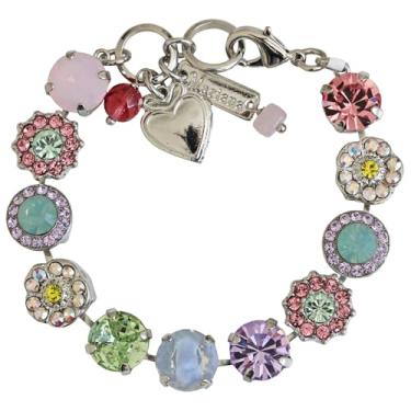 Imagem de Mariana Pulseira de cristal de mosaico redondo floral de roseta de água salgada banhada a ródio, multicolorido pastel arco-íris colorido 4084 21236ro
