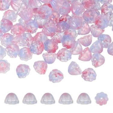 Imagem de PATIKIL Contas de sementes de lótus de vidro, 100 peças, lindos pingentes de sementes de lótus de cristal, contas espaçadoras tchecas translúcidas para fazer joias faça você mesmo, pulseiras, colar