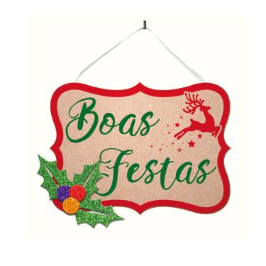 Imagem de Placa Decorativa MDF Boas Festas Grintoy