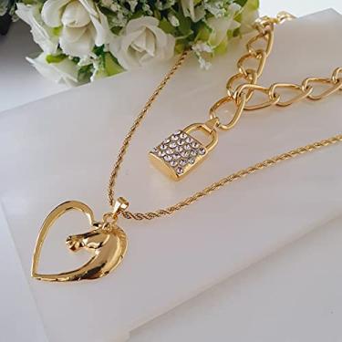 Imagem de Mix Colares Cavalo e Cadeado Folheado