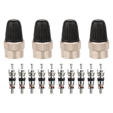 Imagem de Tampa de válvula ranhurada com removedor de núcleo de latão AV bico capa de poeira de ar para porta-malas de carro, motocicletas, peças de bicicleta de estrada (AV GSV 4p Core 10p)