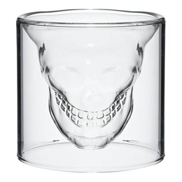 Imagem de Copo Borosilicato Parede Dupla Caveira Café Whisky 2 Un 75Ml