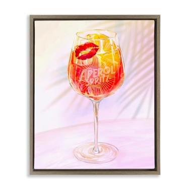 Imagem de Stupell Industries Arte de parede retrô e tropical Aperol Spritz marrom com moldura flutuante em tela, design de Ziwei Li, 89 x 63 cm