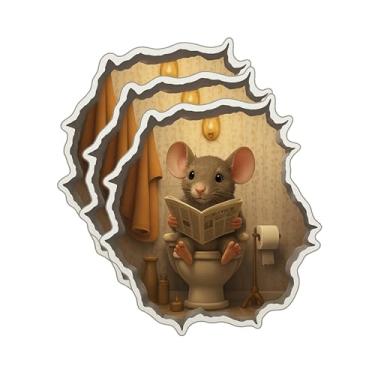 Imagem de Decalque de parede com buraco de rato – Adesivo de vinil impermeável para paredes, garrafas de água, laptops, capas de telefone e carros (3 peças, 7,6 cm)
