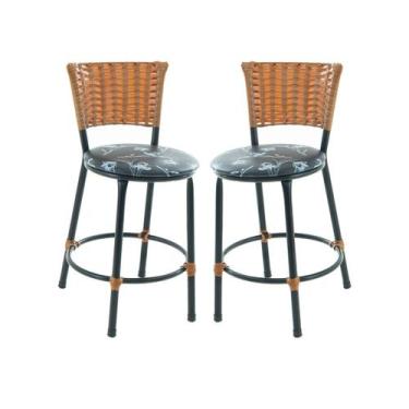 Imagem de Kit 2 banquetas baixa cozinha americana balcão bar - ESPAÇO JUNCO, PRE