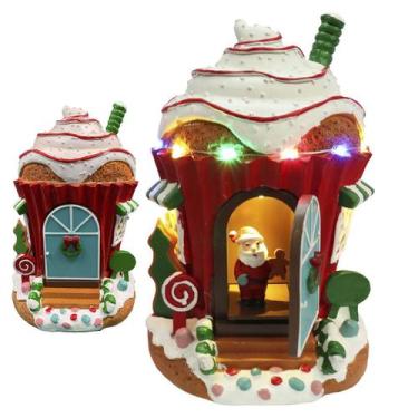 Imagem de Casa Papai Noel Natal Cupcake Natalino Musica Som Led Decoraçao Enfeit