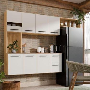 Imagem de Armário De Cozinha Completo Suspenso Com 7 Portas E 2 Gavetas Cor Frei