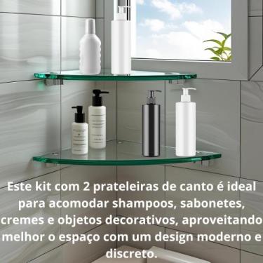 Imagem de Kit com 2 Prateleiras de Vidro para Canto 25x25 cm  Porta Shampoo com 