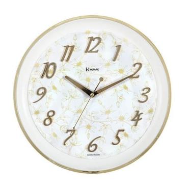 Imagem de Relógio De Parede Dourado Flores 34,6 Cm Herweg 6822-29