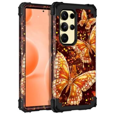 Imagem de Miqala Capa para Galaxy S24 Ultra 5G, que brilha no escuro, três camadas, resistente, à prova de choque, proteção total de plástico rígido + capa protetora de silicone macio para Samsung Galaxy S24