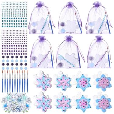 Imagem de Gersoniel 24 Set Snowflake DIY Plaster Paint Your Own Figurines Art and Craft Set Snowflake Party Favors Painting Statues Kits with Brushes, Diamond, Sticker and Organza Bag for Winter Birthday Party