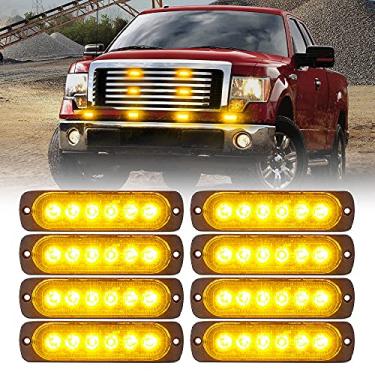 Imagem de Xprite 8 peças de luzes estroboscópicas LED de emergência, luzes estroboscópicas intermitentes de 12 LEDs âmbar, recurso de sincronização, luz ultrafina para veículos off-road, quadriciclos, SUV