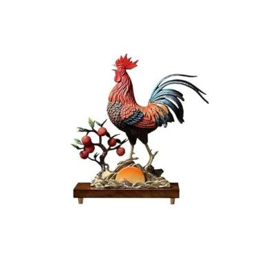 Imagem de Enfeites de mesa Enfeites de galinha do zodíaco cobre para sala estar, decoração casa, inauguração escritório, presente