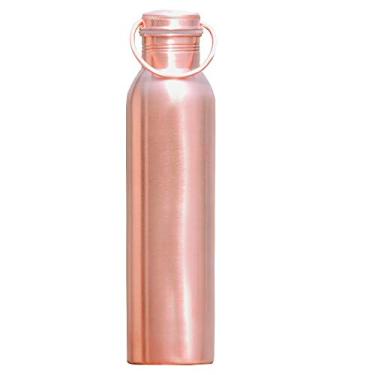Imagem de HealthGoodsIn - Garrafa de cobre puro com acabamento fosco com alça | Garrafa de água de cobre à prova de vazamento sem costura, acabamento fosco com alça de 600 ml