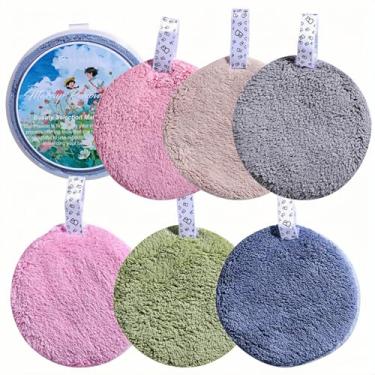 Imagem de BS-MALL 6 unidades de removedores de maquiagem reutilizáveis com caixa redonda – Lenços macios de água micelar para sombra e limpeza facial – Suave para todos os tipos de pele – Presentes femininos