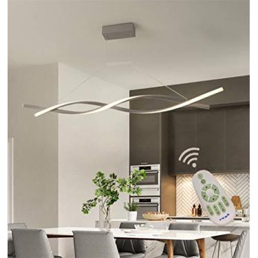 Imagem de Luminárias pendentes de teto LED modernas, iluminação para ilha de cozinha, mesa de jantar, regulável com controle remoto, lustre de design chique, abajur de acrílico para sala de estar, qua