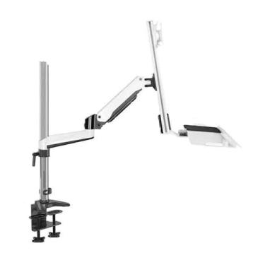 Imagem de Braçadeira de suporte para monitor de mesa, braço único com bandeja para monitor de tela única de 15 a 27 polegadas, suporte de mesa