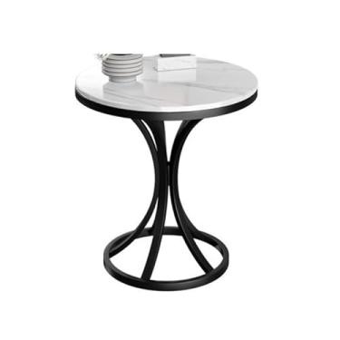 Imagem de Mesa auxiliar mesa auxiliar de laje de rocha sala de estar laje de rocha mesa de centro pequena sofá mesa de canto varanda móvel simples mesa redonda pequena armário auxiliar mesa auxiliar para sofá