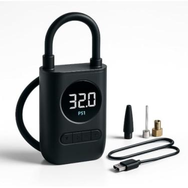 Imagem de Compressor De Ar Elétrico Portátil Digital Encher Pneu de Carro, Moto, Bicicleta, Bola e Piscina Inflável