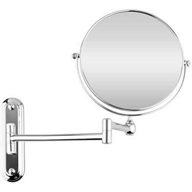 Imagem de Espelho de maquiagem espelho de maquiagem com extensão prata 20 cm cosmético montado na parede espelho de maquiagem espelho de banheiro ampliação 7x