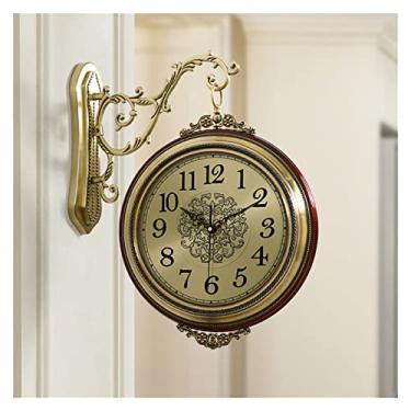 Imagem de Relógio de parede americano relógio de parede relógio silencioso sala de estar sala de jantar estilo europeu relógio de parede de quartzo doméstico relógio grande (cor: tamanho A: 50,8 cm ou mais)