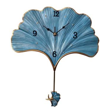 Imagem de WYUYIWH Relógio de parede para quarto pintura à mão relógio de parede de resina sem tique-taque operado por bateria relógios domésticos com pêndulo para decoração de sala de estar relógios de parede