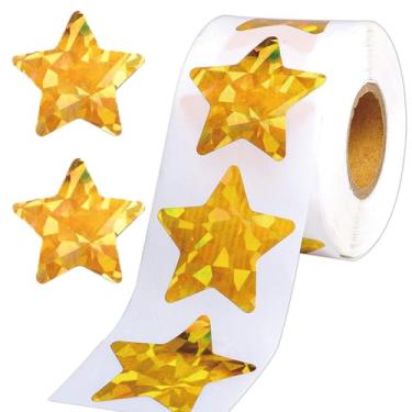 Imagem de 500 peças de adesivos dourados de vinil com glitter de 2,5 cm para crianças com glitter brilhante para scrapbook etiqueta autoadesiva para sala de aula decalques à prova d'água para suprimentos de